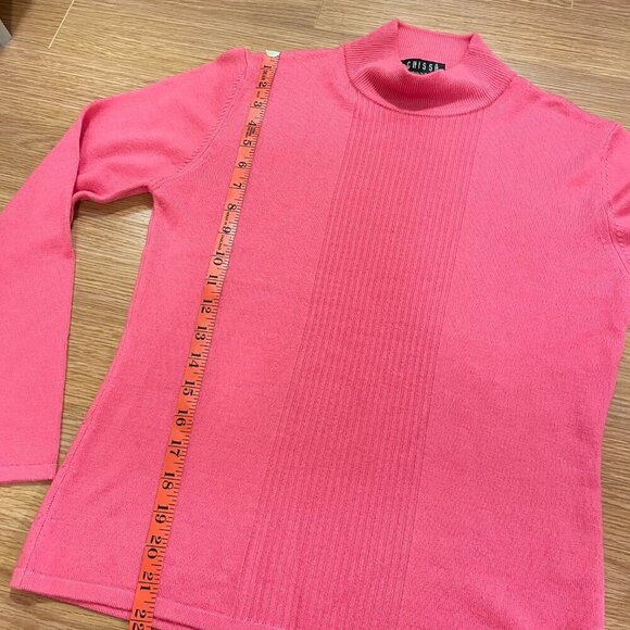 Vintage Made in Italy Merino Wool Mockneck Sweater Pink - Picture 6 of 6